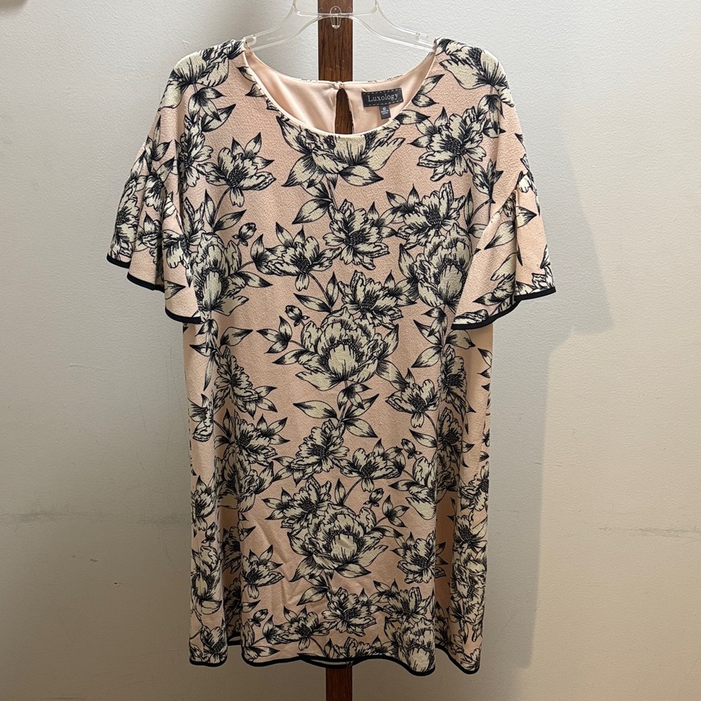 Floral Print Dress in Pink and Black